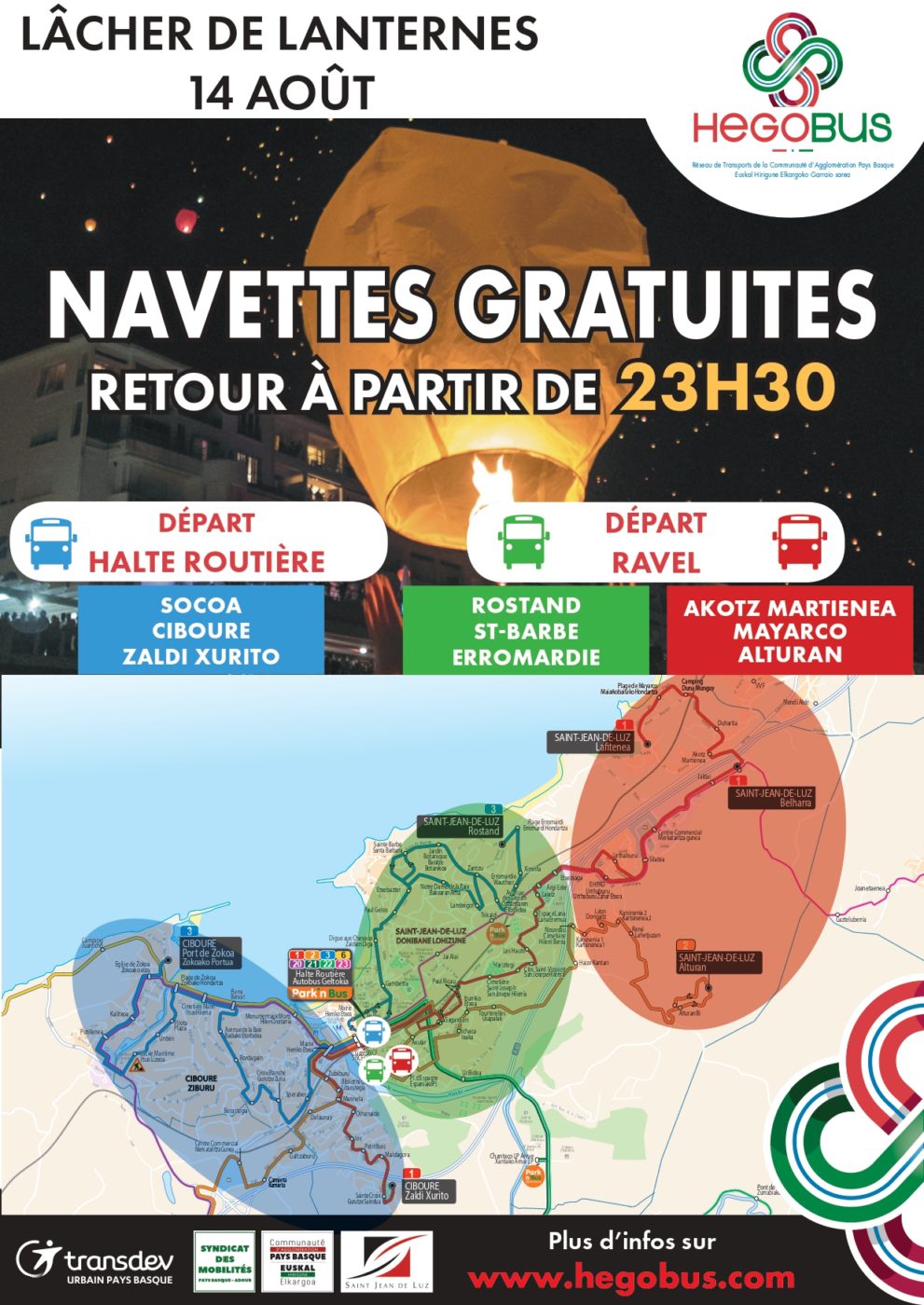 Affiche Navettes Gratuites Lacher Lanternes 14 Aout 2019