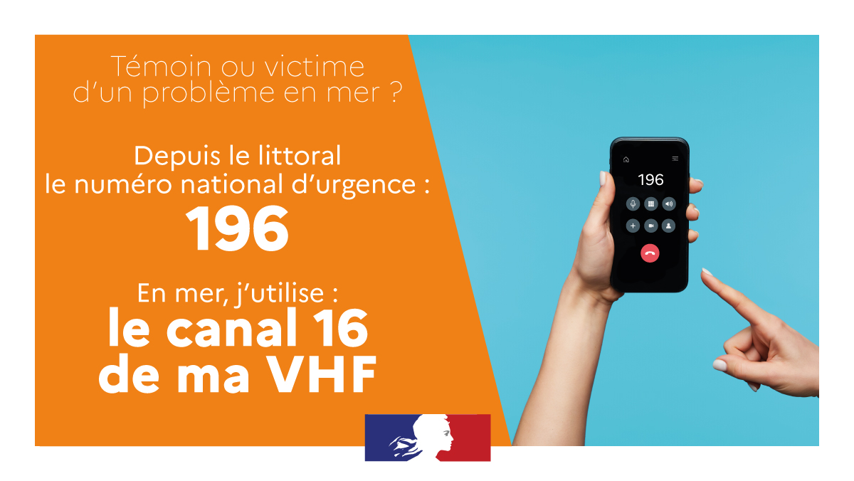 Sécurité des loisirs nautiques numéro d’urgence, le 196 SaintJean