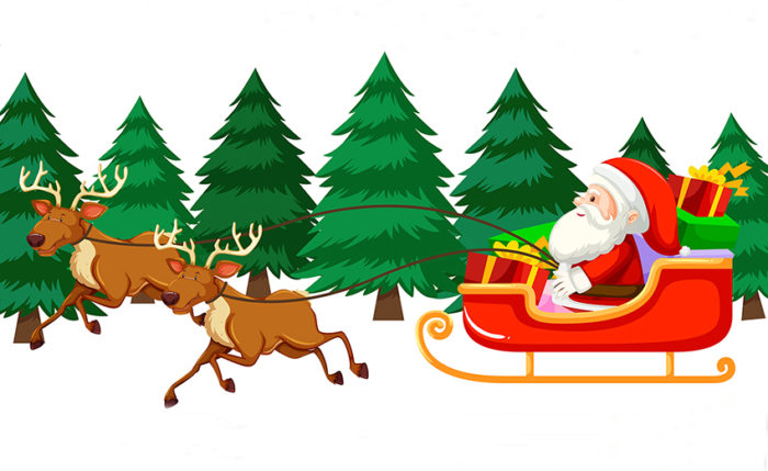 Christmas Theme With Santa On Sleigh